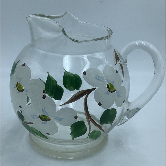 Vintage Hand Painted Dogwood Ball Pitcher with Ice Lip - Picture 1 of 8